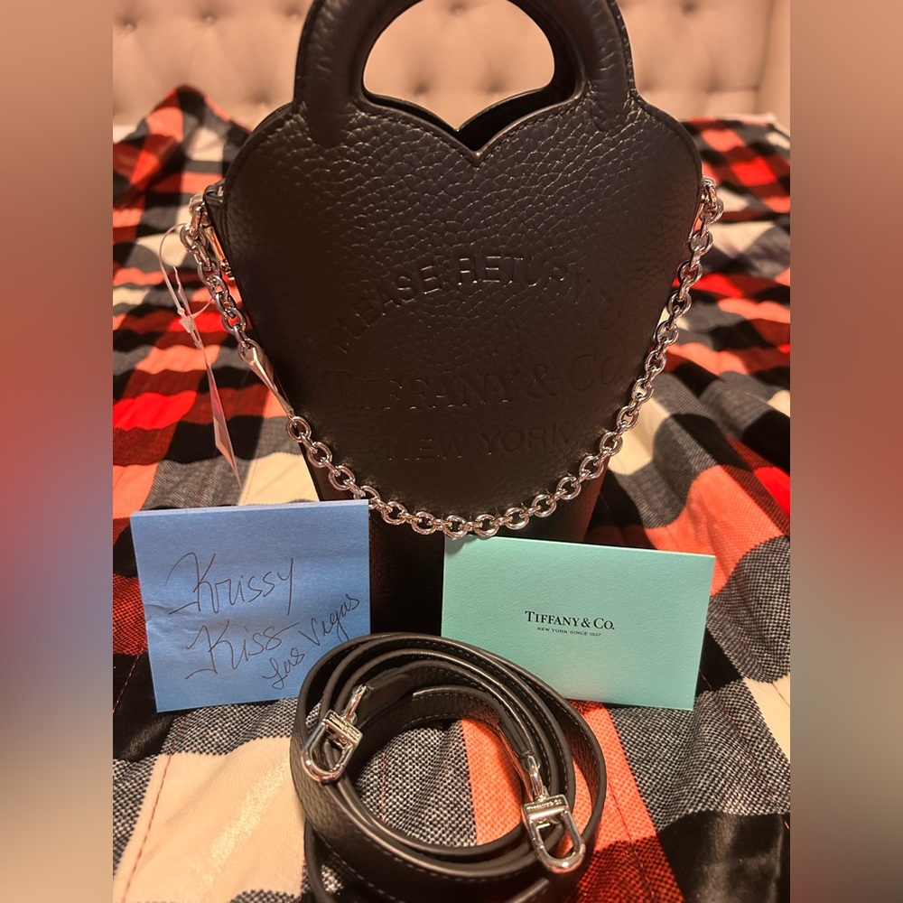 Tiffany & Co. Black Leather Tote with Chain